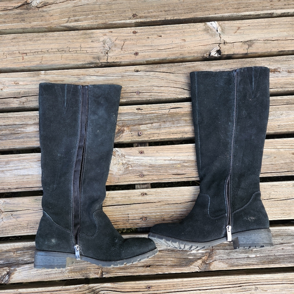Bjorndal Sebastion Black Heeled Boots 9.5 Winter Leather Suede High Tall - Picture 4 of 6